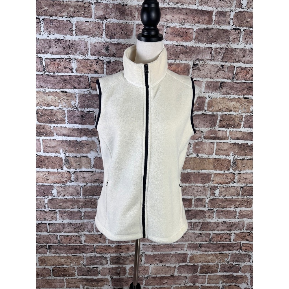 Eddie Bauer Polartec Fleece Vest Womens Medium Cream White Full Zip Outdoor - Picture 4 of 14